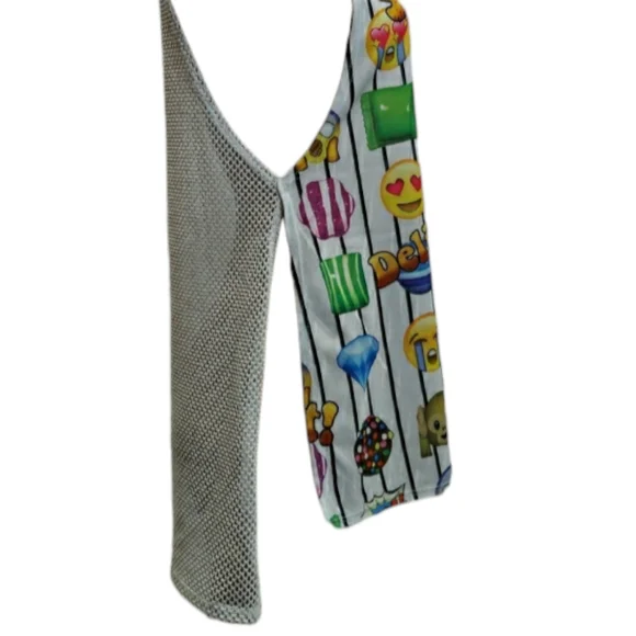 Candy Crush Emoji Sleeveless Tunic with Mesh Back - K-Pop Style - (fits S - M) - Picture 5 of 8